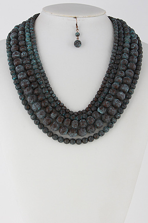 Ancient Inspired Multi Layer Bead Necklace Set 6GAG5
